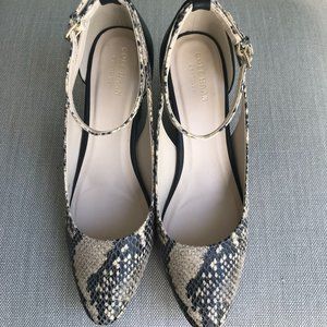 Cole Haan Lacey Snake Print Ankle Strap Wedge Heel